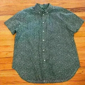 J Peterman Men's Short Sleeve Button Down Shirt Size XL Floral Lightweight